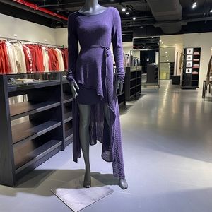 STUNNING Sarah Pacini purple mohair blend dress